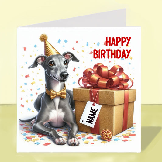 Whippet Birthday Card - Personalised