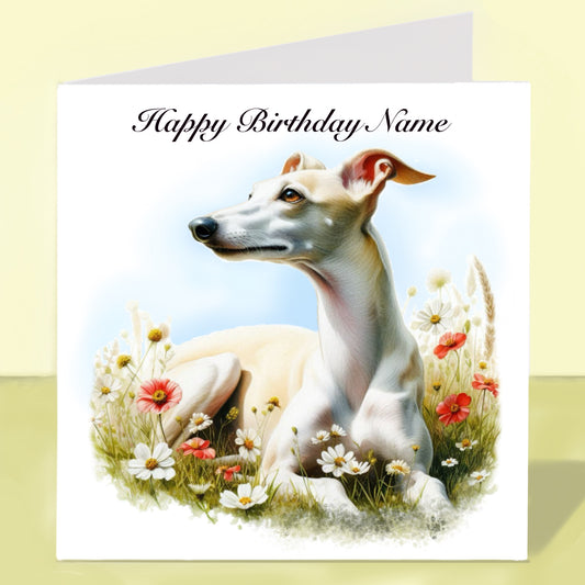 Whippet Birthday Card - Personalised