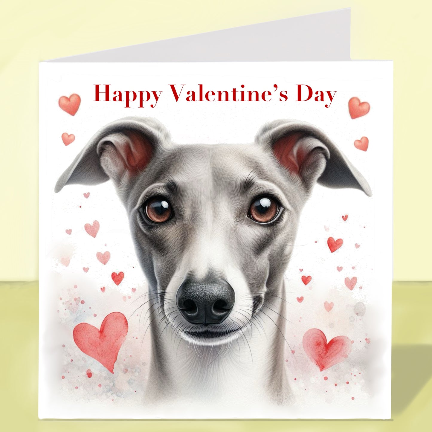 Whippet Valentine's Day Card (Various Colours)