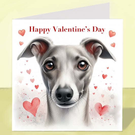 Whippet Valentine's Day Card (Various Colours)