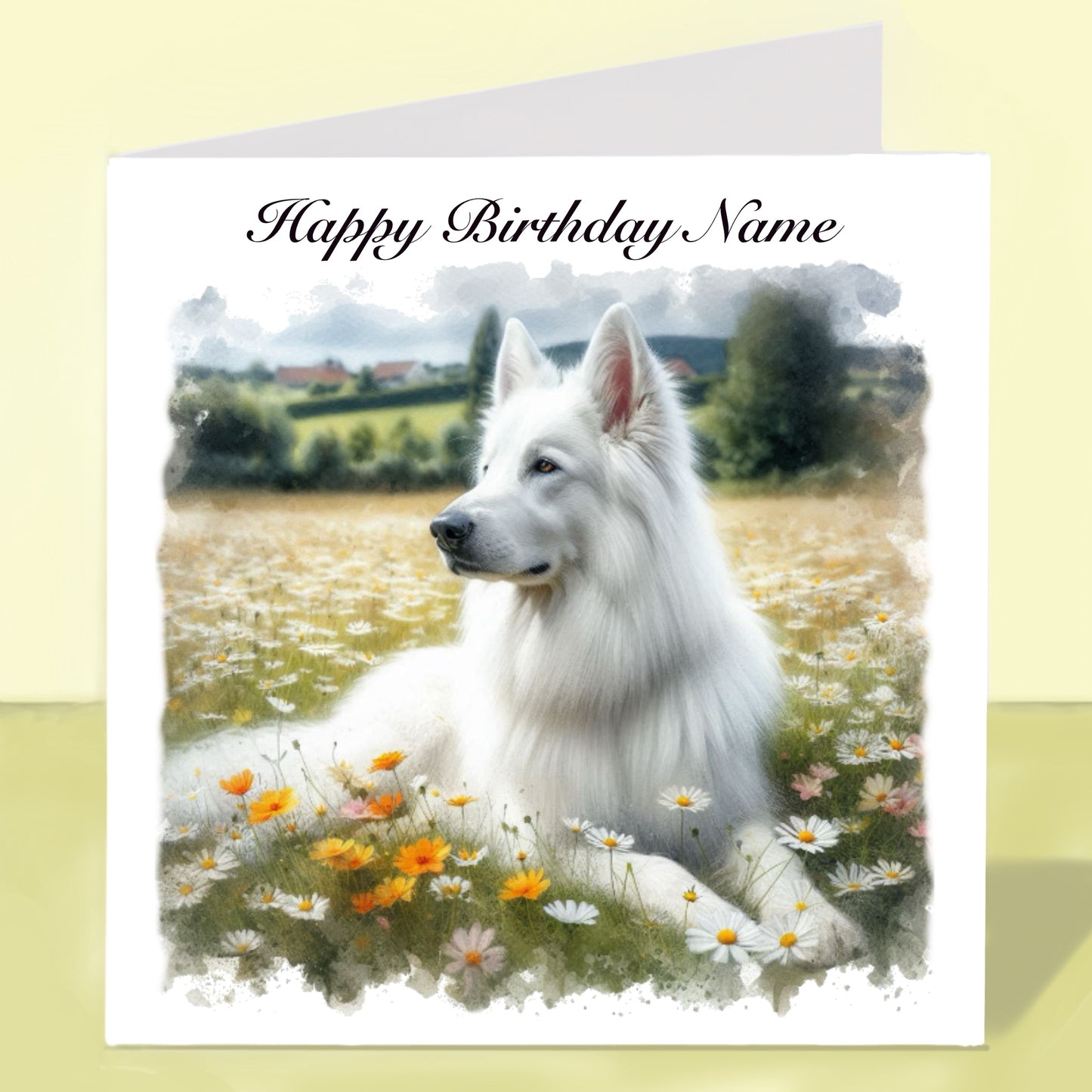 White Swiss Shepherd Birthday Card - Personalised
