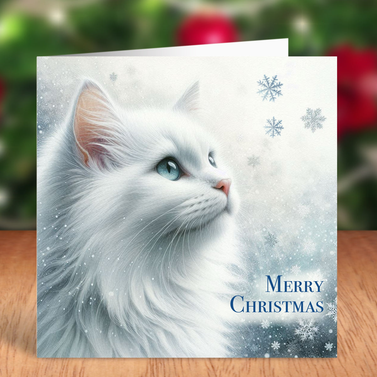 White Cat - Christmas Card